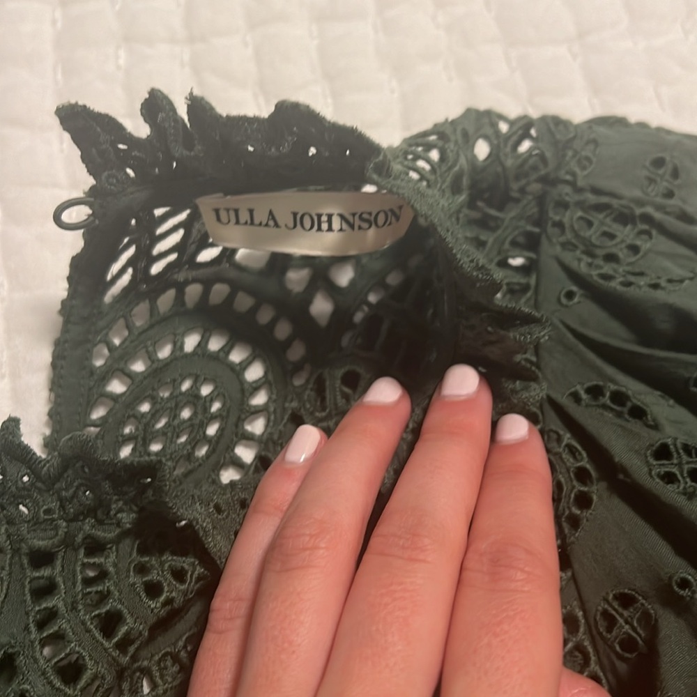 ULLA Johnson Army Green Simone Anglaise Lace Eyelet Dress - Picture 4 of 5